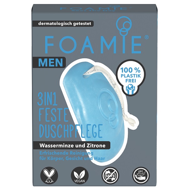 Foamie 3 in 1 Feste Duschpflege For Men - Seas The Day 90 g