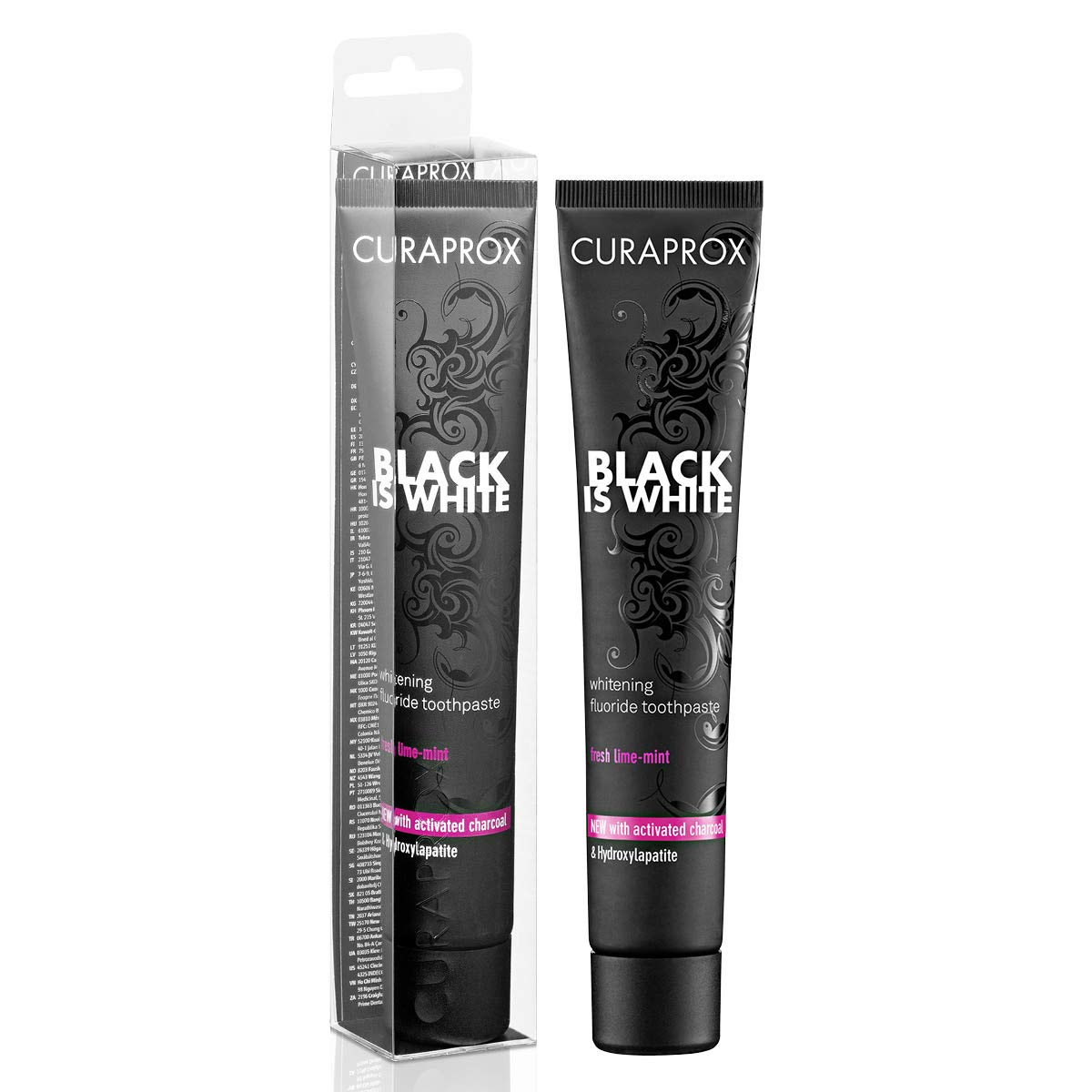 Curaprox Black is White 90 ml, mit Whitening-Effekt für eine sanfte Zahnaufhellung