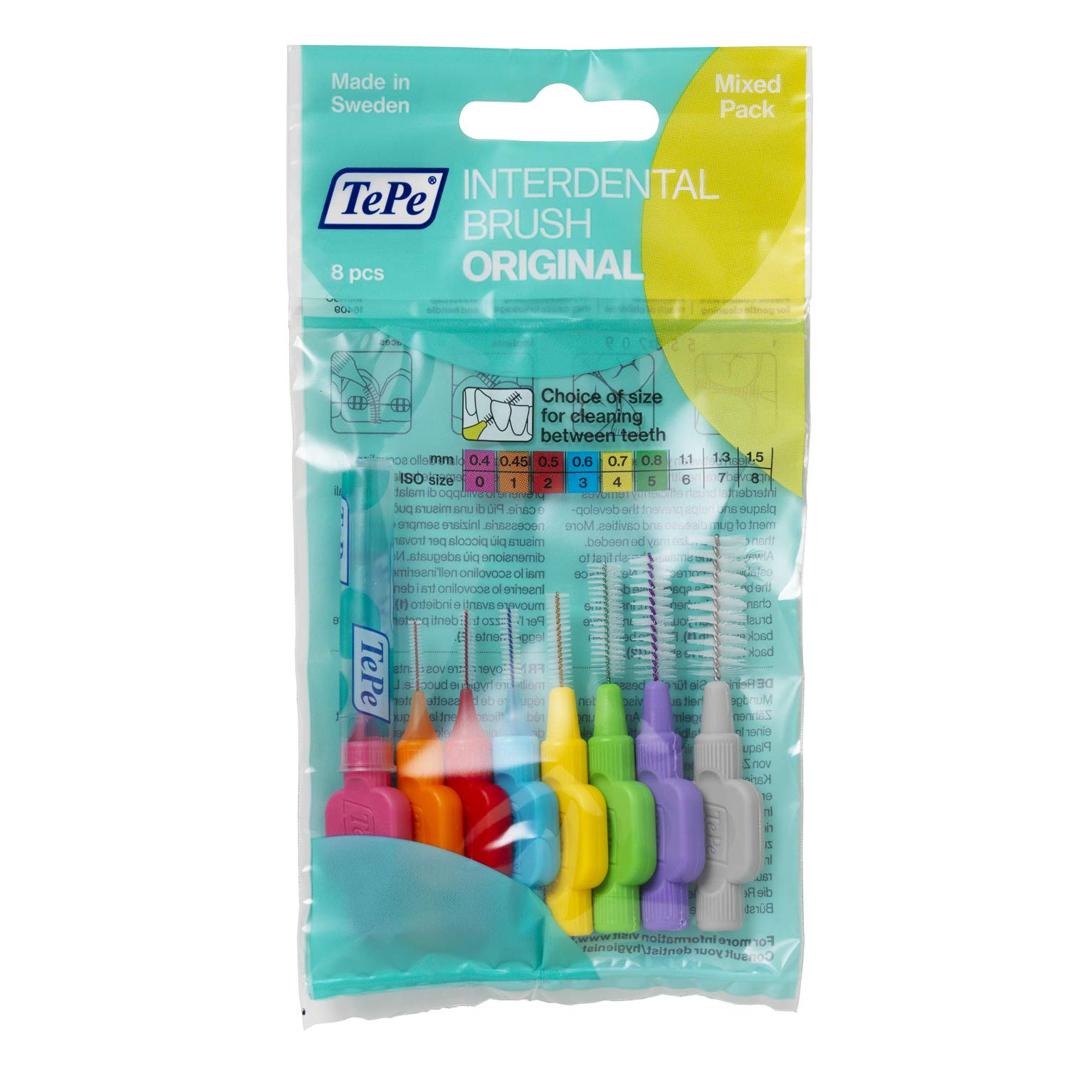 TePe Interdentalbürste - Für eine einfache und gründliche Reinigung der Zahnzwischenräume 1 x 8 Interdental Bürsten Interdentalbürsten bunt