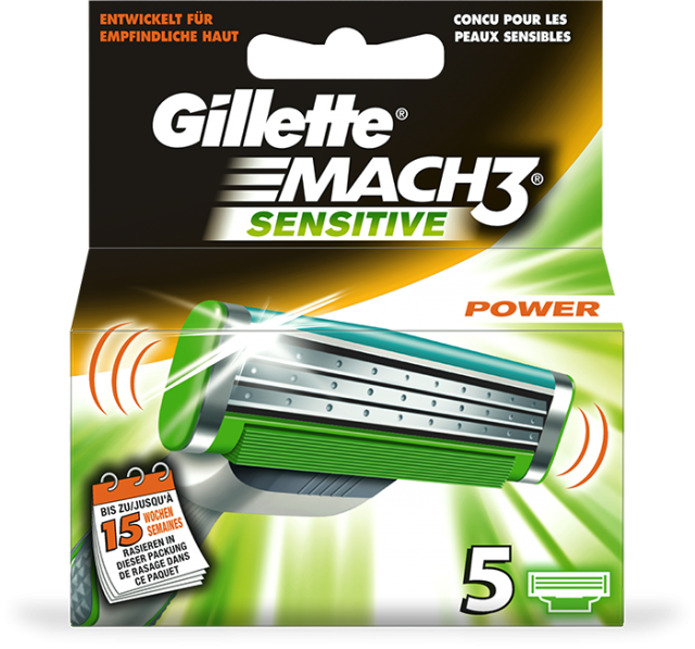 Gillette Mach3 Sensitive Power Rasierklingen 5 Stück