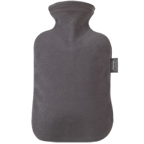 Fashy 6530 21 Wärmflasche, 2.0 L, Vliesbezug, Thermoplast, Anthrazit