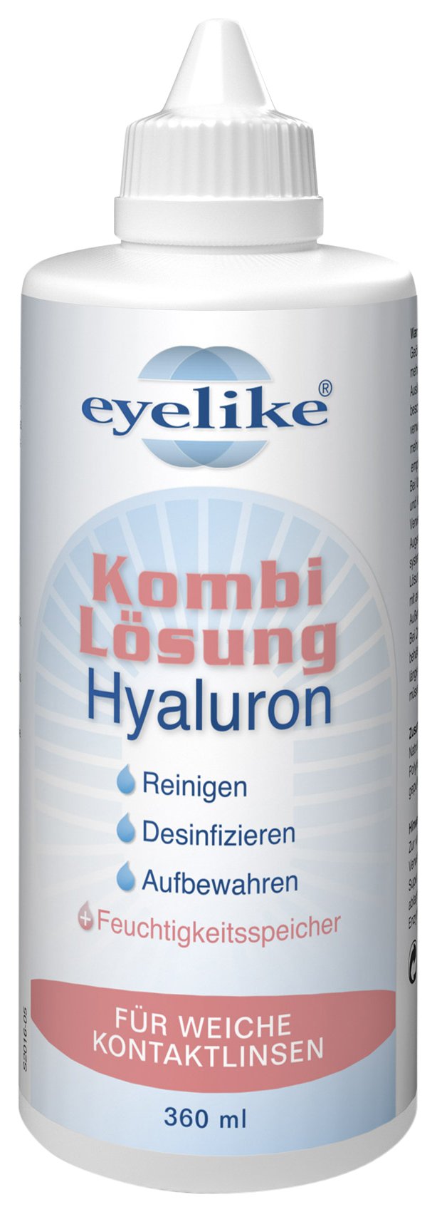 Eyelike Kombilösung Hyaluron 360 ml All-in-One-Lösung zur Reinigung, Desinfektion & Aufbewahrung