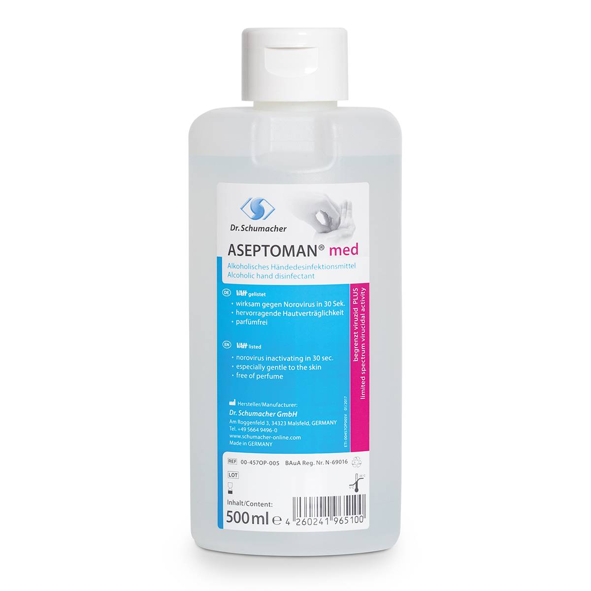 Aseptoman med Alkoholisches Händedesinfektionsmittel 500 ml, begrenzt viruzid plus