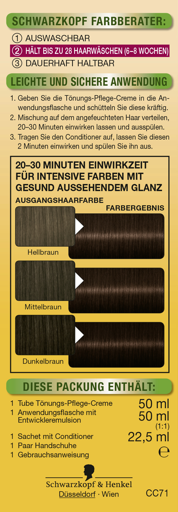 Schwarzkopf Country Colors Intensiv-Tönung 71 Kakao Dunkelgoldbraun Stufe 2 123 ml
