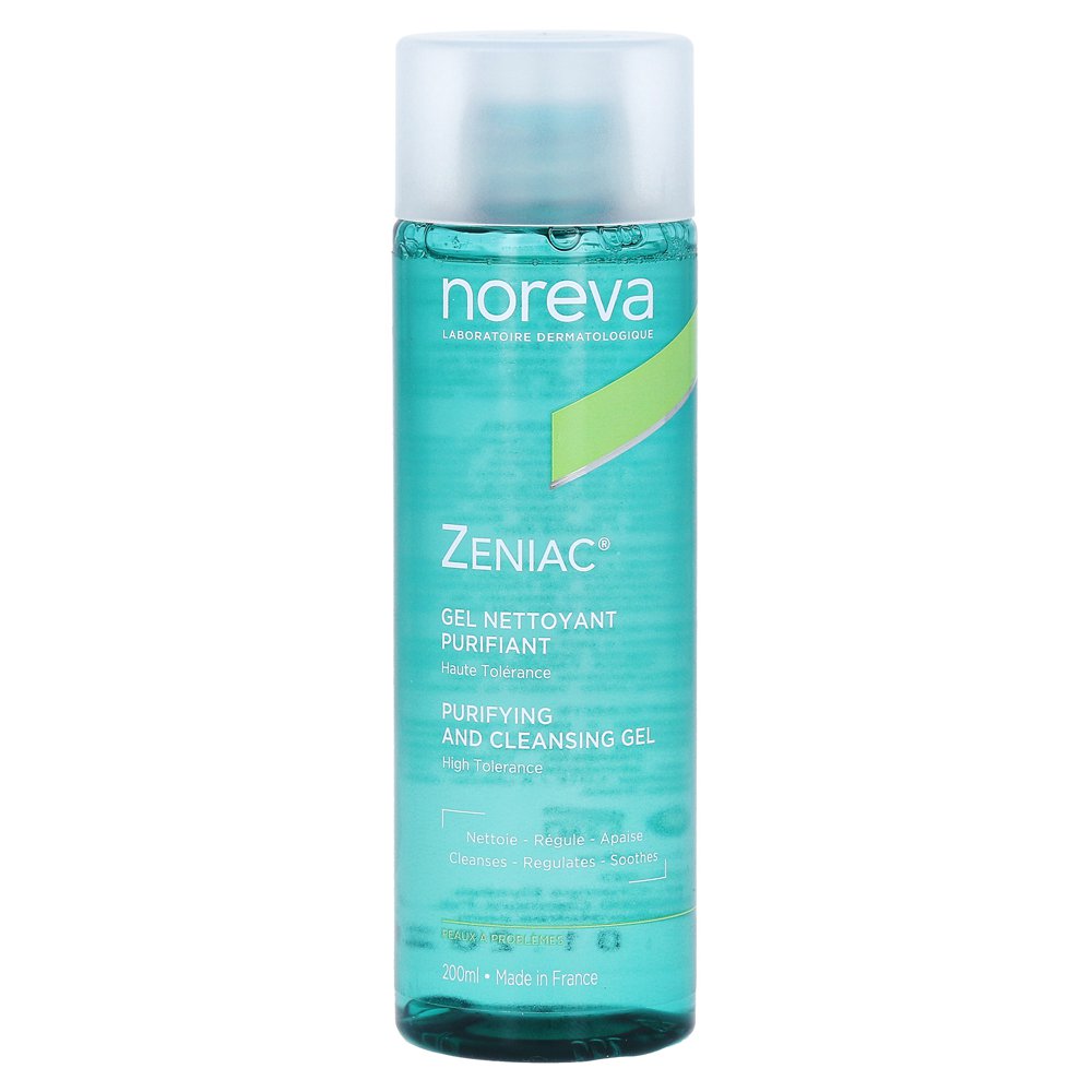 Noreva Zeniac Reinigungsgel 200 ml, für ölige Haut, unreine Haut, Mischhaut, verbessert das Hautbild