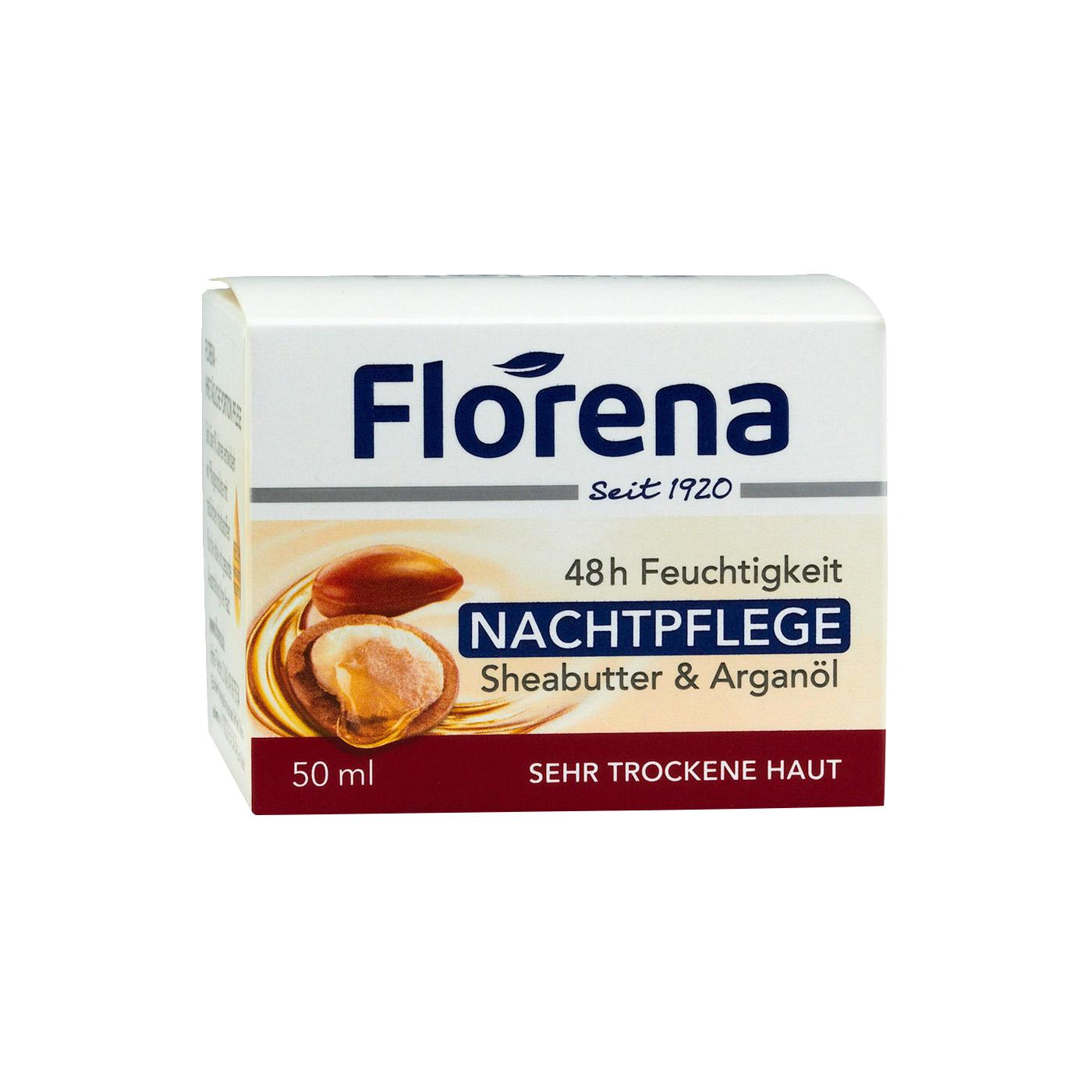 Florena Nachtpflege Sheabutter&Argan. 50 ml Nachtpflege für Damen und Herren