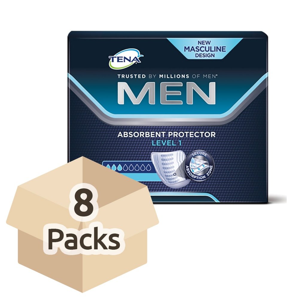Tena Men Level 1 Inkontinenzeinlagen für Männer mit leichter Blasenschwäche / Inkontinenz an männliche Anatomie angepasste Einlagen - Vorteilspack (96 Hygiene-Einlagen)