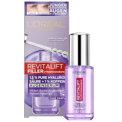 L'Oréal Paris Revitalift Filler Augenserum mit 2.5% [Hyaluronsäure + Koffein] Augenserum 20 ml