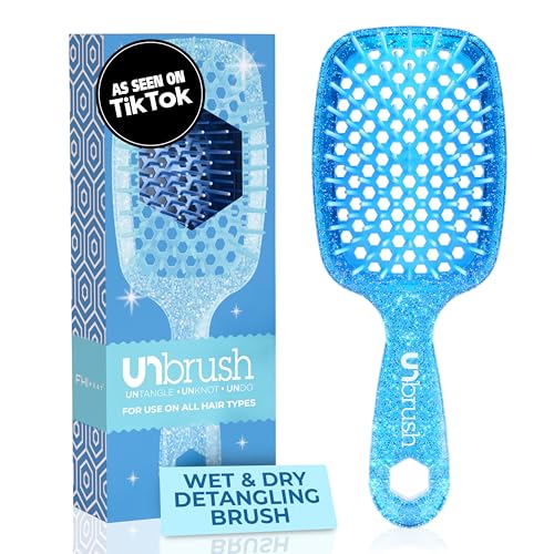 UNbrush Glitter Collection Detangling Hair Brush, Sapphire Detangler mit 105 Borsten für sanftes Entwirren von nassem und trockenem Haar