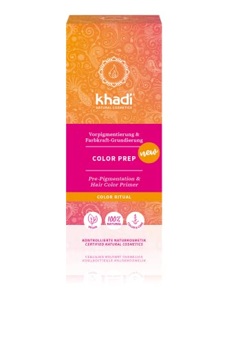 khadi COLOR PREP Pflanzenhaarfarbe, Haarfarbe zur Vorpigmentierung für ein intensives Farbergebnis & Vorbereitung auf die natürliche Färbung, Naturhaarfarbe 100% pflanzlich & vegan, Naturkosmetik 100g