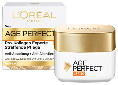 L'Oréal Paris Age Perfect Pro-Kollagen Tagespflege LSF 30, 50ml - Anti-Absackung & Anti-Altersflecken, Kollagen, Melanin-Block, Lichtschutzfaktor 30