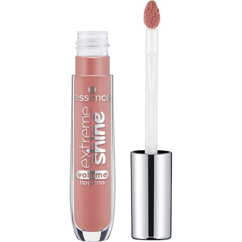 essence Extreme Shine Volume Lipgloss, glänzendes Finish, voluminöse Lippen, nicht klebrige Textur, zarte Farbe