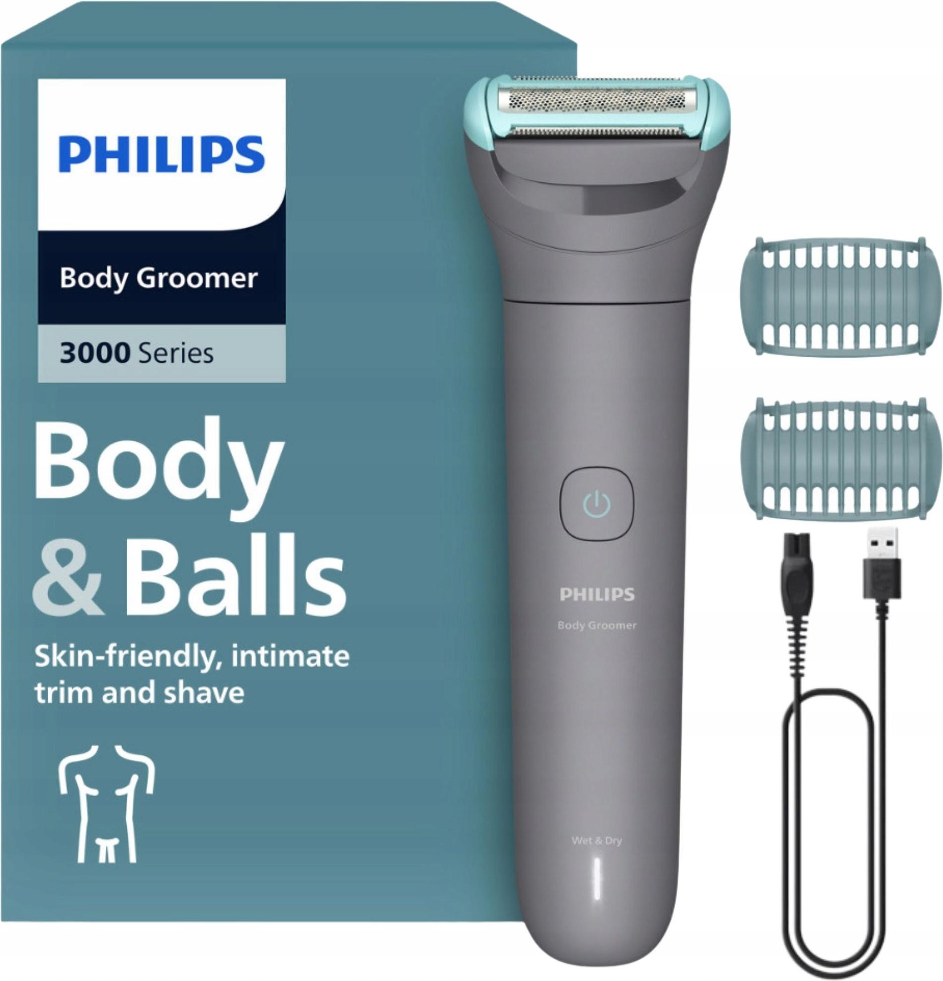 Philips Bodygroom BG3480/15, Herren Epilierer mit Triple Protect-Rasiersystem, wasserdicht, 80 Minuten Akku-Laufzeit