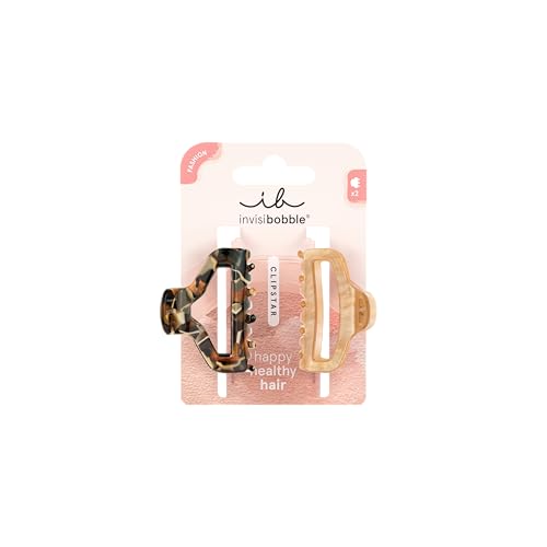 invisibobble CLIPSTAR Golden Roar Haarclip-Set - 2 Medium Hair Claws - Leo-Muster, sicherer Halt, gesundes Haar
