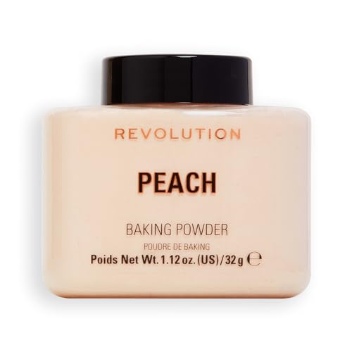 Revolution Beauty London Loose Baking Powder, Prolongs Makeup Wear, Brightening Setting Powder, For All Skin Tones, Peach, 32g