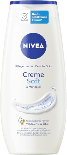 NIVEA Creme Soft Pflegedusche, feuchtigkeitsspendendes Duschgel mit Vitaminen und Mandel-Öl, pH-hautneutral, 250 ml