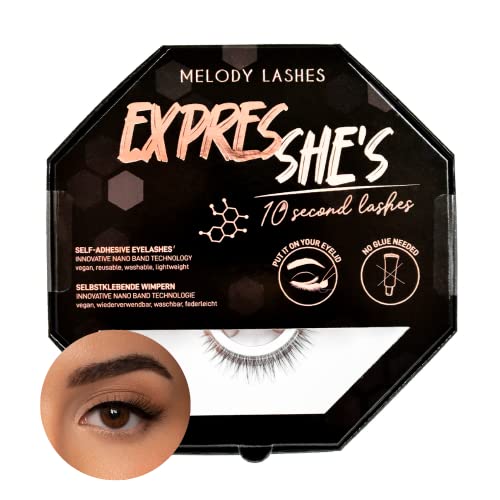 Melody Lashes selbstklebende Wimpern ohne Wimpernkleber ohne Magnete ohne Eyeliner die absolute Innovation in Make up Wimpern kleben in 10 Sekunden aufgrund der Nano-Band Technologie (Don´t Rush)