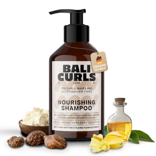 Bali Curls Nourishing Shampoo, Nährendes Haarshampoo ohne Sulfate, Parabene und Silikone für Naturlocken, 250ml