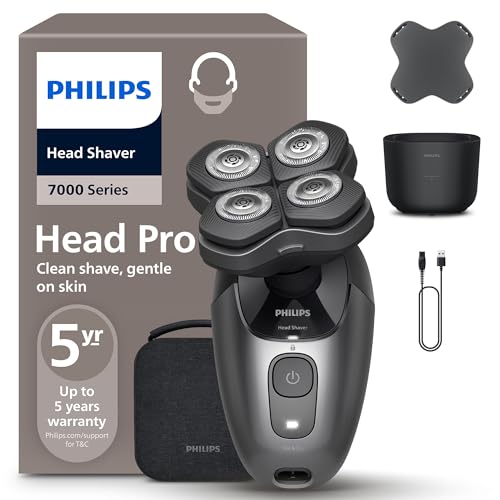 PHILIPS Head Shaver Pro Series 7000, Glatzenrasierer mit 360°-Scherkopf, ComfortCut-Klingen, wasserdicht, Modell HS7980/15