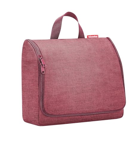 REISENTHEL® toiletbag XL twist, Kosmetiktasche in maroon mit Haken zum Aufhängen und abnehmbarem Spiegel, wasserabweisend, 4l Volumen