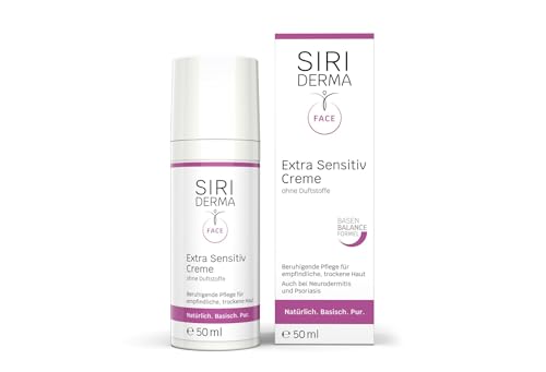 SIRIDERMA Extra Sensitiv Creme | Basische Gesichtscreme für sensible, sehr trockene Haut | Auch bei Neurodermitis, Psoriasis (ohne Parfum, 50 ml)