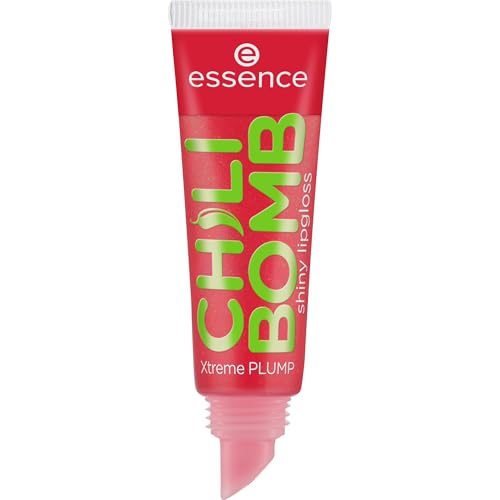 essence CHILI BOMB shiny lipgloss 01 Strawberry Salsa, Volumengebender Lipgloss mit nicht klebender Textur und Chili-Extrakt für aufpolsternden Effekt