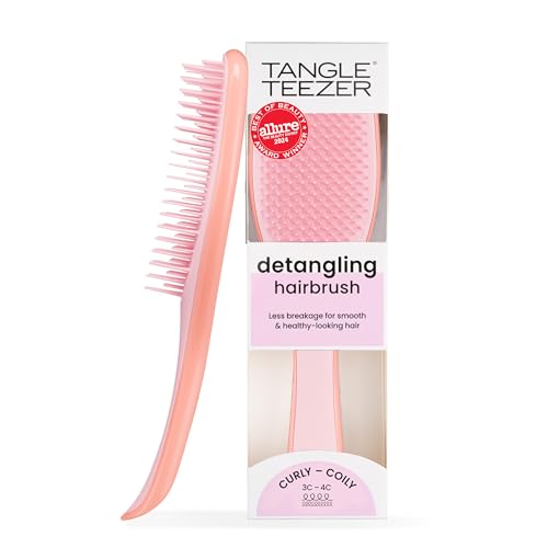 Tangle Teezer Ultimate Detangler Haarbürste für lockiges Haar, zweistufige Borsten zur Lockendefinition und Frizzreduzierung, speziell für 3C-4C Haar, Mango & Rosa