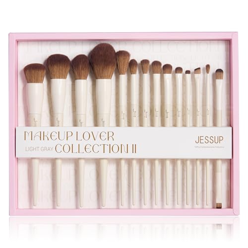 Jessup T329-G Pinselset, 14-teiliges Make-up Pinsel Set in Rosa, tierversuchsfrei, mit Geschenkverpackung