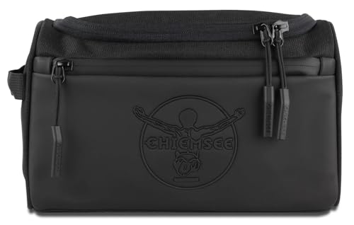 Chiemsee Track n Day Kulturbeutel zum Aufhängen für Damen und Herren, Schwarz, umweltfreundlich aus recyceltem PET, mit verstärktem Boden