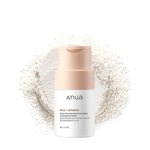 ANUA RICE ENZYME BRIGHTENING CLEANSING POWDER, Reismaske, Ceramid, Gesichtsreiniger für aufhellende, strahlende Haut, Gesichtsreiniger für trockene Haut, koreanische Hautpflege, parfümfrei, 40 g.