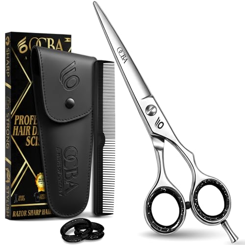 OCBA 6 Zoll Friseurschere, Professionelle Haarschneideschere aus rostfreiem Edelstahl mit ergonomischem Design, Silber