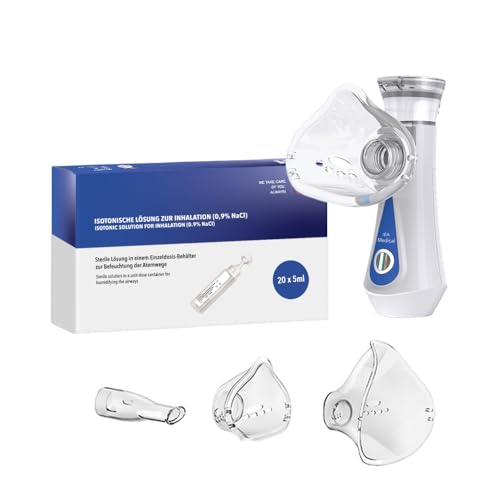 IEA Medical Inhalator & Kochsalzlösung Set, tragbares Inhalationsgerät ...
