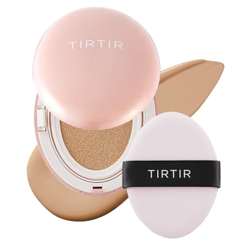 TIRTIR Mask Fit All Cover Cushion, mattierendes Make-up im Schwämmchen, Farbton 25N Mocha, 18 g, hohe Deckkraft, spendet Feuchtigkeit, leichte Anwendung