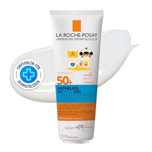 La Roche-Posay UVMune400 Kids, Anthelios DP Sonnenmilch LSF 50+, 75 ml, für atopische, empfindliche Haut, mit Mexoryl 400 und Antioxidantien