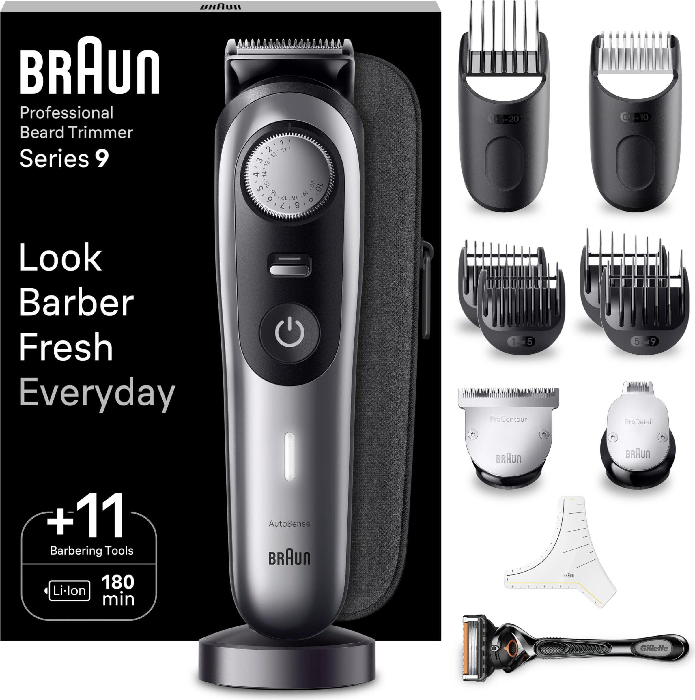 Braun Bartschneider BeardTrimmer BT9440, Herren Trimmer mit 40 Einstellungen und 180 Min. kabelloser Laufzeit