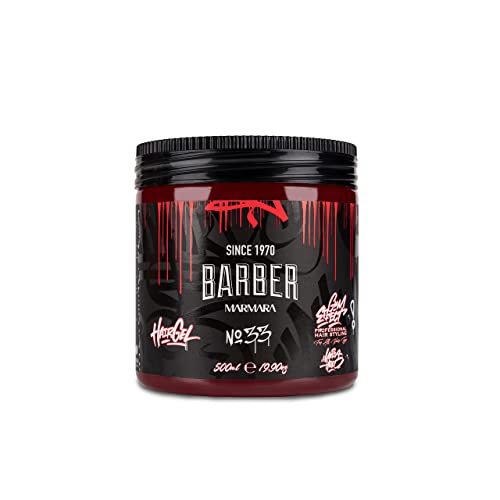 BARBER MARMARA No.33 Hair Styling Gel 500ml - Haargel Herren - Starker Halt - Kein Verkleben und ohne Rückstände - Alkohol Frei - Frischer Duft - Hair Gel - wet hair look - gummy Effect
