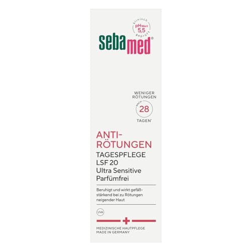 Sebamed Anti-Rötungen parfumfreie Tagespflege mit LSF 20, Creme 50 ml, gegen Hautrötungen, für Rosacea Gesichtspflege, parfumfrei, Made in Germany