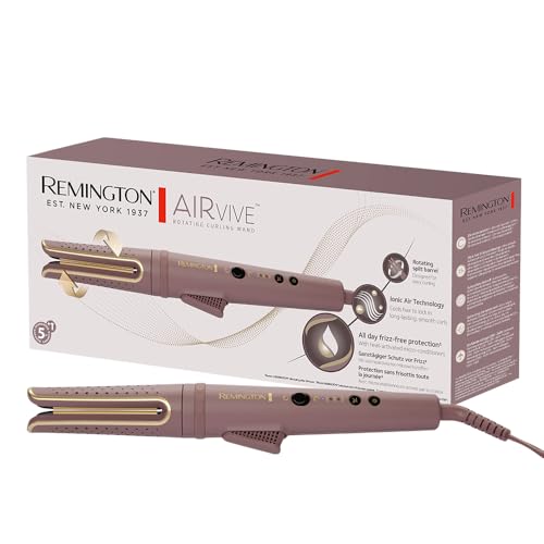 Remington Rotating Curler AIRvive CI8930, rotierender Lockenstab mit IONIC AIR-Technologie und Anti-Frizz-Formel, rot