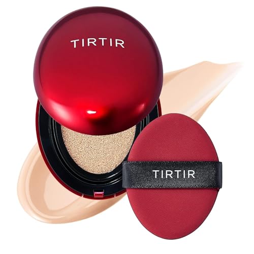 TIRTIR Mask Fit Foundation Kissen rot, Halbmatt, baubare Deckung, langlebig, 15C Fairporzellan (18g)