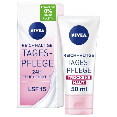 NIVEA Nourishing Tagescreme für trockene Haut, SPF 15, 50 ml, intensiv feuchtigkeitsspendend