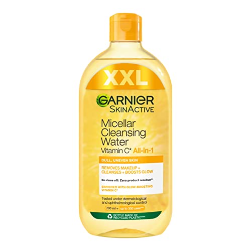 Garnier Sanftes Mizellen Gesichtswasser, Schonendes Reinigungswasser zum Entfernen von Make-Up, Für einen strahlenden und wachen Teint, Mit Vitamin C, SkinActive All-in-1, 1 x 700 ml