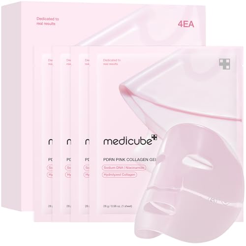 medicube Salmon DNA PDRN Pink Collagen Jelly Gel Mask, Übernachtungs-Gesichtsmaske für Glasglanz-Haut, 28g, 4er Pack, elastisch, feuchtigkeitsspendend, straffend