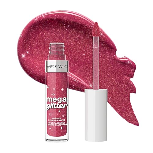Wet n Wild Mega Glitter Matter, Flüssig-Lippenstift mit Glitzerteilchen, Farbton Pink Future, 2.8 ml, mattes Finish, hochpigmentiert, vegan
