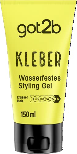 got2b Kleber Haar Gel Halt 6 (150 ml), wasser- und schweißfestes Styling Gel für krassen Halt, hart wie Beton bis zur nächsten Haarwäsche, für vertikale und Sleek Looks
