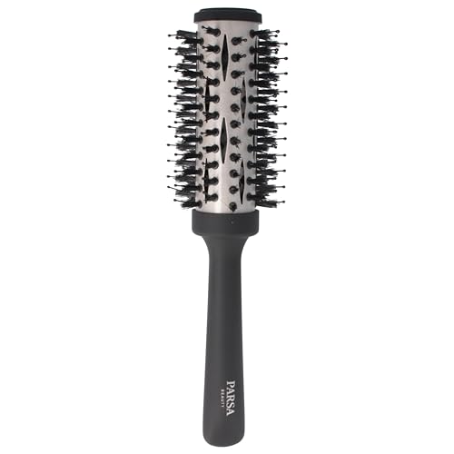 PARSA Beauty Professional Wirkstoffbürste Keratin + Biotin (Rundföhnbürste 33mm) - Haarbürste zum Glätten und Pflegen - Wildschweinborsten mit Keratin und Biotinangereichert - Nachhaltiges Design, 100% Recyclingmaterial