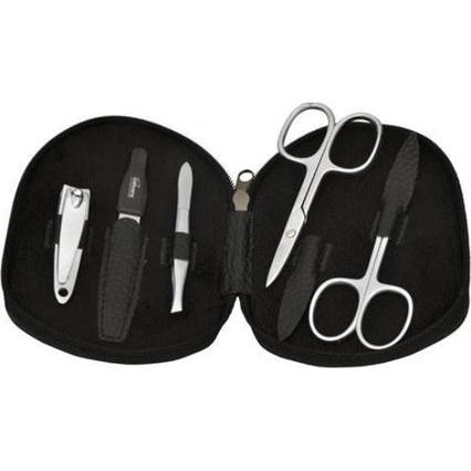 Dukas PL112 Maniküre-Set für Herren, Nagelpflegegerät aus echtem Leder, schwarz, aus Solingen