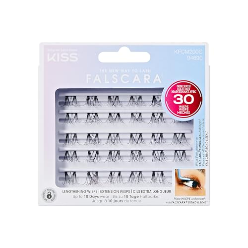 KISS FALSCARA Wimpernverlängerungs-Multipack, 30 federleichte Wisps in 10mm-14mm, natürliches Volumen für DIY-Lash-Extensions