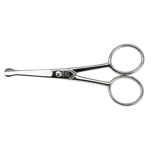 nippes Solingen Professionelle Herrenschere aus gehärteten Stahl | 10 cm | Ideal für Augenbrauen, Nasen- oder Ohrenhaare | Gebogene Klinge und Sicherheitsspitzen | Qualität aus Solingen