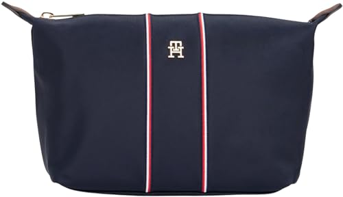 Tommy Hilfiger TH ICON WASHBAG NYLON CORP, Damen Kulturbeutel mit Kontrastbesätzen, dunkelblau, 29 cm x 14,5 cm x 13,5 cm