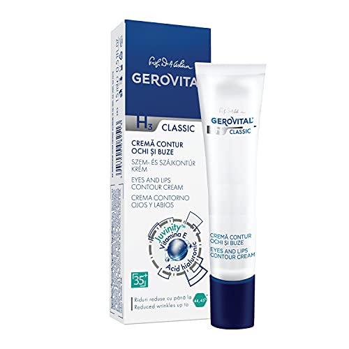 Gerovital H3 Classic Augen- & Lippencreme, Anti-Falten & intensive Feuchtigkeit mit Hyaluronsäure und Vitamin E, 15 ml für Frauen & Männer
